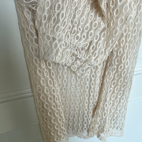 Zara Embroidered Sheer Tulle Lace Cream Top Blouse Oversized Womens Small - Picture 12 of 14